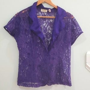 Vintage Purple Lace & Silk Victoria Secret Lingeri